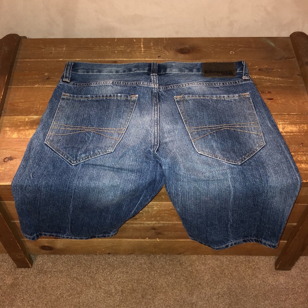 Express men’s jean shorts dark wash 30 - Picture 6 of 8